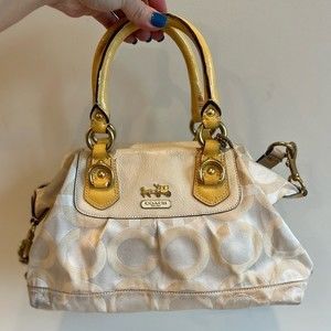 Coach Cream and Gold Shoulder Bag